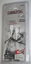 Omega HP-61 Stereo In Ear Canal Type Headphones Silicone Cushions for iPod Mp3