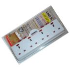Omega 21127 Switched LED Indicators Surge Protected 4 Way Mains Plug In Adaptor