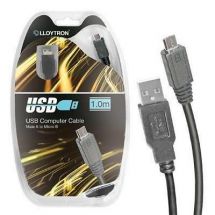 Lloytron A2332 Micro USB 2.0 Cable Smartphone Lead Male Type A MircoB 1.0m Black