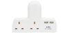 Mercury 429.700 2100ma Plug in 2 Way Mains Adaptor with Dual USB Ports - White