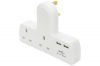 Mercury 429.700 2100ma Plug in 2 Way Mains Adaptor with Dual USB Ports - White