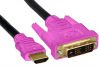 AVA RY720 HDMI to DVI-D Cable PC Monitor Lead 1.8m Length - Pink Connectors New