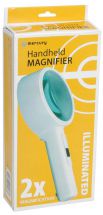 Mercury 700.040 Handheld 100mm Diameter Glass Lens Illuminated Magnifier - White