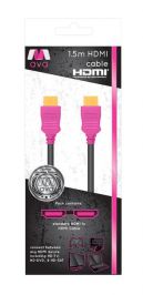 AVA RY710 HDMI TV Blueray Player Games Console Cable 1.5m Length Pink Connectors