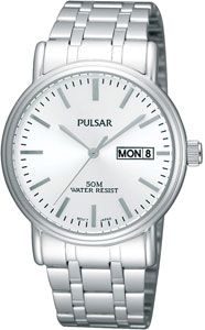 Pulsar PXN217X1 Gents Mens Wrist Watch Stainless Steel Water Resistant 50m White