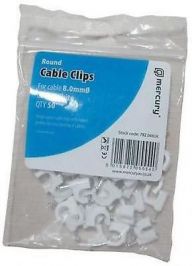 Mercury 782.046 Round Cable Fitting Clips 8.0mm 50 Pack Box Hardened Nail White