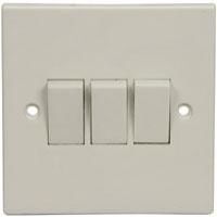 Mercury 429.915 3 Gang 2 Way Triple Light Switch Face Plate 10A Rated White New