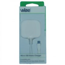 Vibe VI-21594 WHITE Compact and Lightwieght Rapid Charge Micro USB Mains Charger