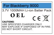 Blackberry Bold Replacement Battery 3.7v 1000mAh New