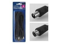 Lloytron A2212 Coax Aerial TV Extension Lead Plug Socket Male Female 2m - Black