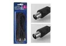 Lloytron A2202 Co-Axial Antenna Aerial TV Coax Flylead 9.5mm 2m Black Male Plug