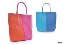 KS Brands BB0782 Two Colour Paper Straw Bag Coral/Pink or Blue/Turquoise - New