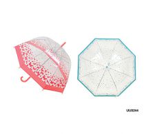 KS Brands UU0244 Ladies Fashion Butterfly/Bird Print Dome Umbrella Pink/Blue New