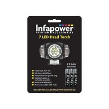 Infapower F012 7 Super Bright LED Shockproof Head Torch Batteries Included - New