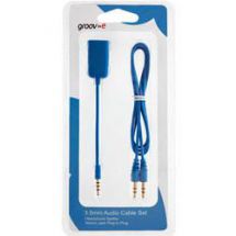 Groov-e GVAC2 3.5mm Jack Audio Cable Set Headphone Splitter Aux Male Lead - Blue