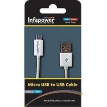 Infapower P009 Micro USB to USB Cable 1m Length White Smartphone Charge Lead New