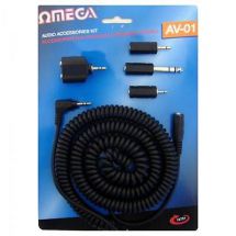 Omega 10701 Audio Accessory Kit 3.5mm Splitter 6.3mm 2.5mm Adaptor Extension Set