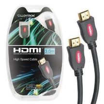 Lloytron A2022 HDMI Cable 3.0m High Speed 1.3c Type A 24k Gold Contacts OFC Lead