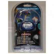 Omega 25009 5  Ultrabright Flashlight LED Head Torch Elastic Strap White Red New