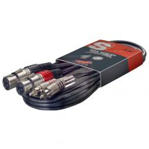 Stagg STC3CMXF S Series 2x RCA Female XLR Male 3m/10ft Twin Cable Black - New