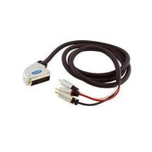 Lloytron A495 Scart Plug to 3 RCA Phono Premium Audio Video Cable TV Lead Black