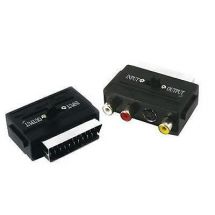 Lloytron A492 Scart Plug Adaptor Box Switched RCA Female Socket S-Video - Black