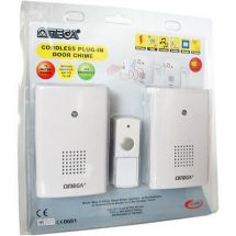 Omega 17424 Mains Plug In Cordless Wireless Door Bell Chime Twin Pack - White