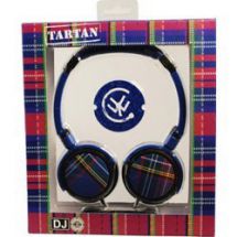 Urbanz Tartan DJ Fashion Full Over Ear Band Foldable Headphones 3.5mm - Blue
