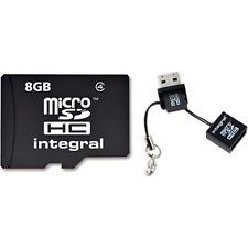 Integral Micro SD Memory Card 8GB + Full Size Adaptor