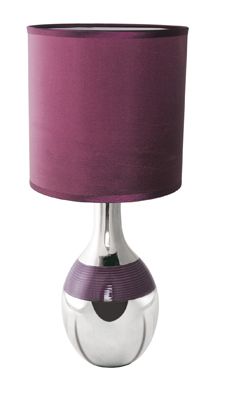 Lloytron L2106 Maltese Steel 16" 40cm Table Light Lamp 40w E14 Faux Silk Purple