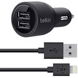 Belkin F8J071BT04 In Car USB Lightning Charger iPhone 5 iPad 4G 1.2m 2.1A Black