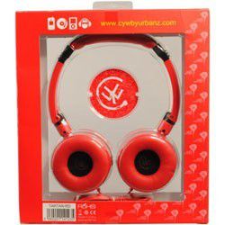 Urbanz Tartan DJ Fashion Full Over Ear Band Foldable Headphones 3.5mm - Red New