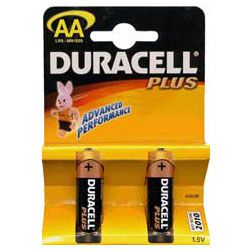 Duracell Plus Alkaline Battery AA Standard Size 2 Pack