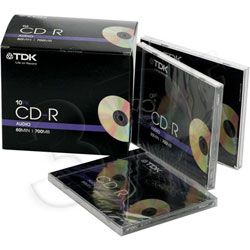 TDK CDR80XG Single Jewel Case CD-R Audio Discs 700Mb 80 Mins Recording 10 Pack