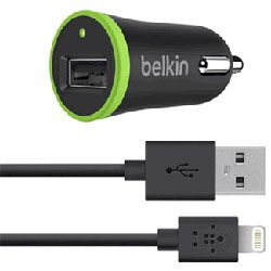 Belkin F8J078BT04 In Car USB Lightning Charger iPhone 5 iPad 4G 1.2m 2.1A Black
