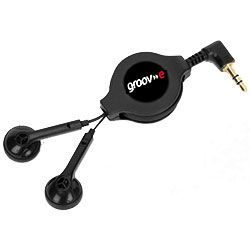 Groov-e GVEARPHONE In Ear Stereo Headphones 10mm Driver Retractable Cable Black