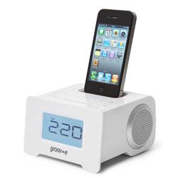 Groov-e GVSP8952 iPhone iPod Compact Speaker Dock System Alarm Clock Radio White