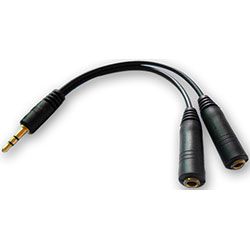 Groov-e GVSPLITTER Headphone Cable Splitter 3.5mm Audio Double Socket Black New