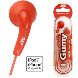 JVC GUMY Raspberry Red Headphones HAF 140 RE ipod mp3