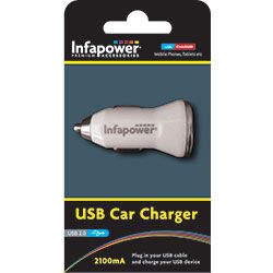 Infapower P008 In Car USB Power Adaptor Universal Voltage 2100mA Smartphone Plug