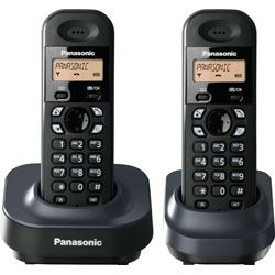Panasonic KX-TG1402 Digital Cordless Illuminated Portable Phone Twin Pack Black