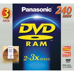 Panasonic DVD-RAM 9.4GB Double Sided 2-3X Speed 3 Pack