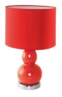 Lloytron L3108 Chardonnay Ceramic 13.5" 34cm Table Light Lamp Chrome Base - Red