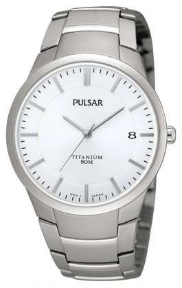 Pulsar PS9009X1 Mens Gents Wrist Watch Titanium Case 50m Water Resistant - White