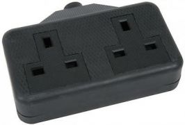 Mercury 429.625 13A Rated Heavy Single Duty Rubber Trailing 2 Gang Socket Black