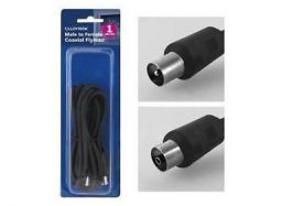 Lloytron A2211 Coax Aerial TV Extension Lead Plug Socket Male Female 1m - Black