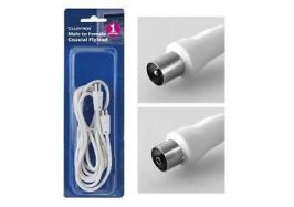 Lloytron A2211 Coax Aerial TV Extension Lead Plug Socket Male Female 1m - White