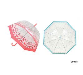 KS Brands UU0244 Ladies Fashion Butterfly/Bird Print Dome Umbrella Pink/Blue New