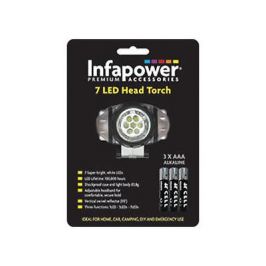 Infapower F012 7 Super Bright LED Shockproof Head Torch Batteries Included - New