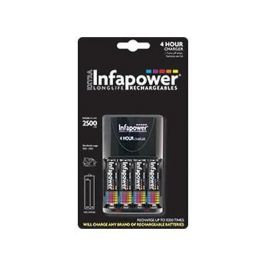 Infapower C003 4 Hour Battery Charger 4x Rechargeable AA Batteries Included New